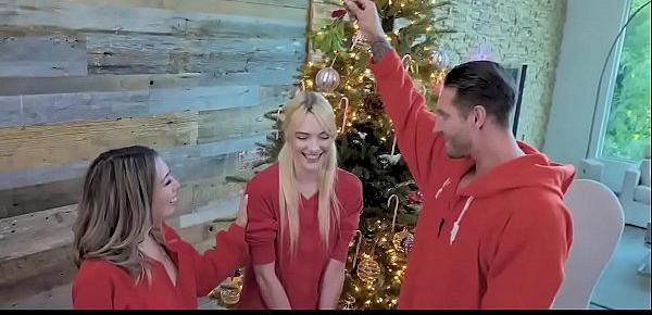  Cute Blonde Teen Joins Her Foster Parents For Threesome on Christmas Evening -  Kat Dior , Kenna James